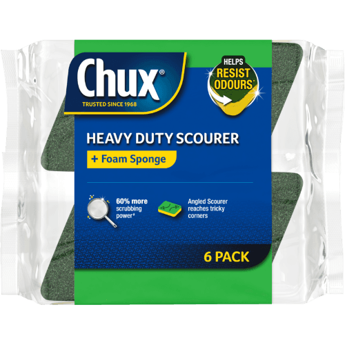 Chux Heavy Duty Scourer + Foam Sponge 6 pack