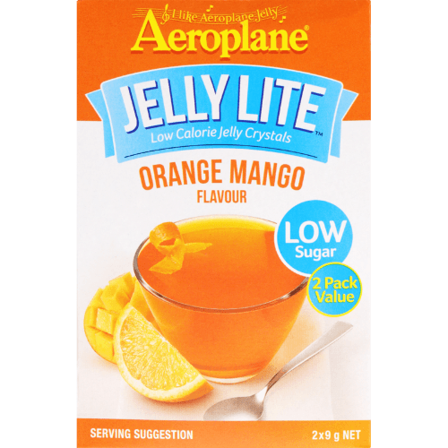 Aeroplane Jelly Lite Crystals Orange Mango Low Sugar 2 × 9 g