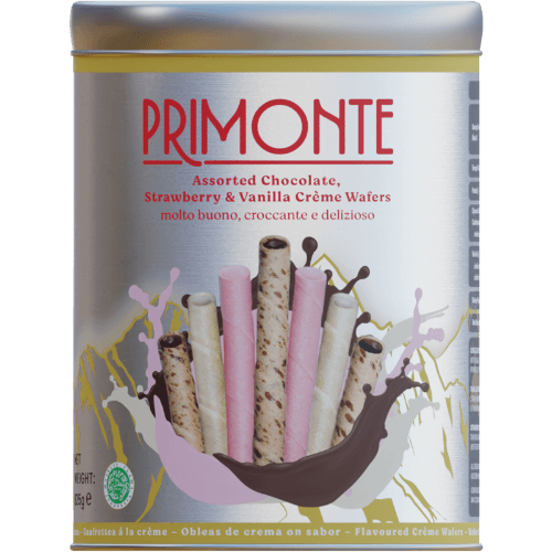 Primonte Assorted Chocolate Strawberry & Vanilla Creme Wafers