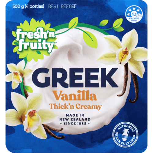 Fresh N Fruity Yoghurt Greek Vanilla 4 × 500 g