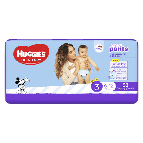 Huggies Ultra Dry Nappy Pants Boys Size 3 6-12 kg 38 pack