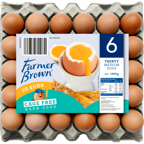 Farmer Brown Cage Free Barn Size 6 Eggs 30 pack