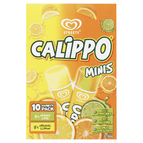 Streets Calippo Minis Lemon Orange Lime Ice Blocks