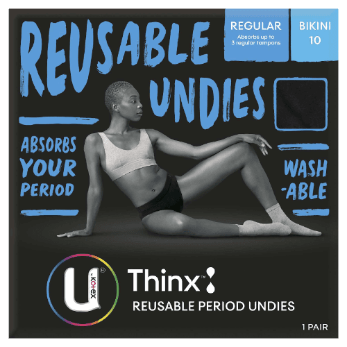 U By Kotex Thinx Period Underwear Black Bikini Size 10