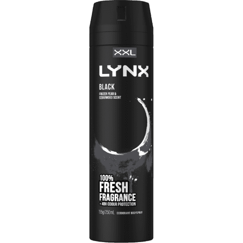 Lynx Black Frozen Pear & Cedarwood Scent 48hr Antiperspirant Deodorant Bodyspray 250 mL