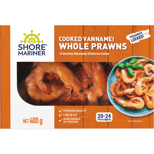 Shore Mariner Cooked Vannamei Whole Prawns