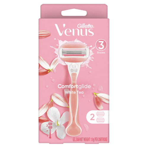 Gillette Venus Comfortglide White Tea Razor And 2 Cartridges
