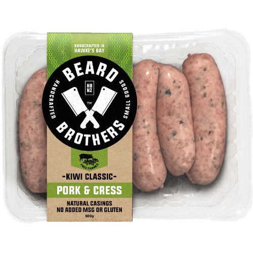 Beard Brothers Kiwi Classic Pork & Cress Sausages