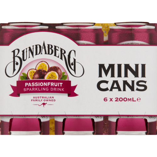 Bundaberg Passionfruit Sparkling Drink Mini Cans