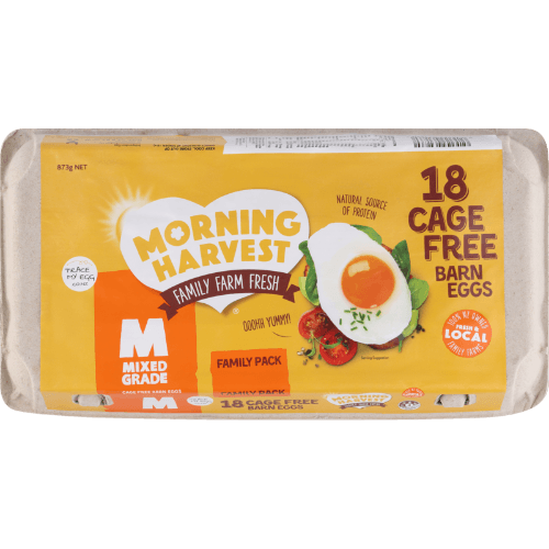 Morning Harvest Eggs Barn Mixed Grade 18 pack