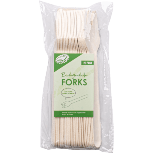 Eco Cook Biodegradable Sugarcane Bagasse Forks 20 pack