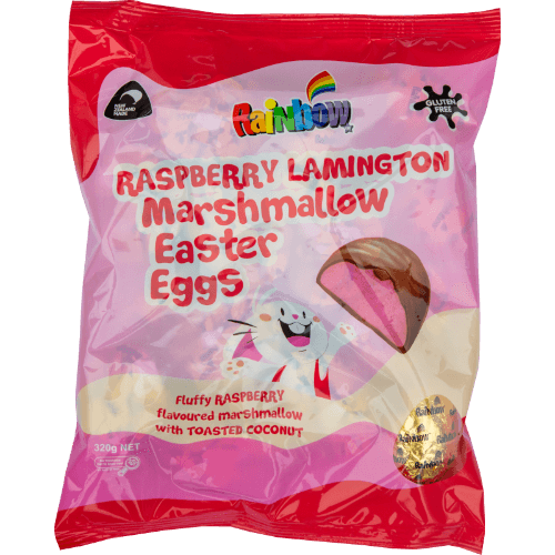Rainbow Raspberry Lamington Marshmallow Eggs