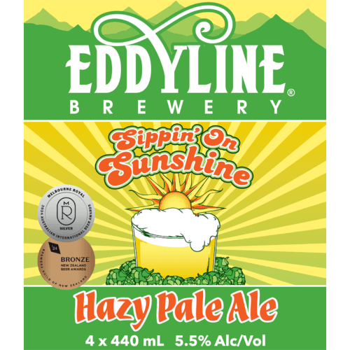 Eddyline Brewery Sippin' On Sunshine Hazy Pale Ale 4 × 440 mL
