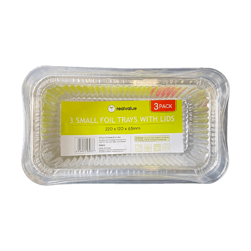 Real Value Small Foil Trays With Lids 3 pack