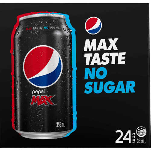 Pepsi Max Zero Sugar Soft Drink Cans 24 × 355 mL