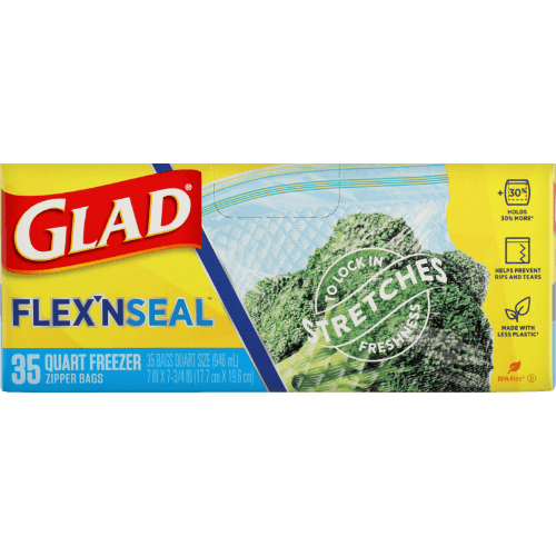 Glad Flex'N Seal Resealable Freezer Bags 946ml