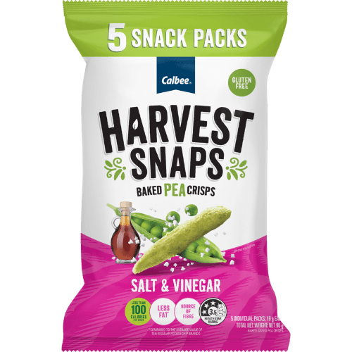 Calbee Harvest Snaps Salt & Vinegar Baked Pea Crisps Snackpack