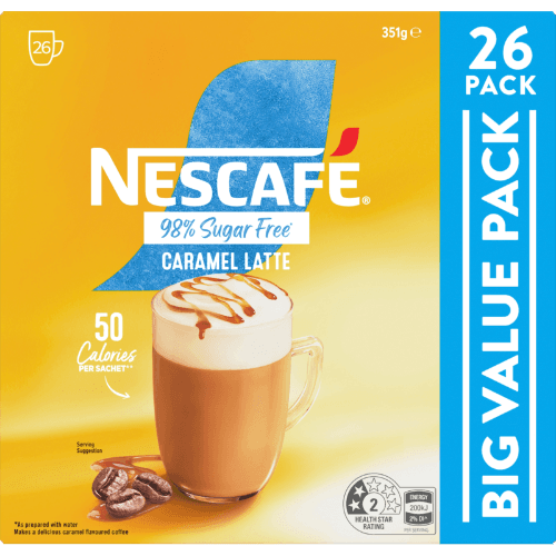 Nescafe 98% Sugar Free Caramel Latte Coffee Sachets