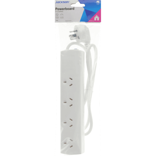 Jackson Powerboard With Overload Protection White 4 Way
