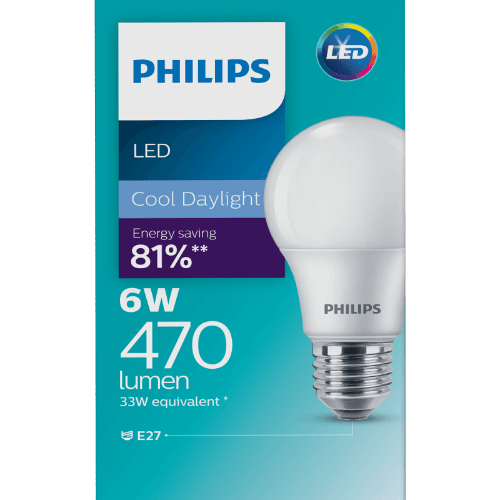 Philips LED Cool Daylight 6W 470 Lumen Screw Bulb