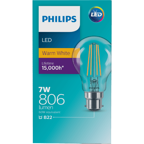 Philips LED Warm White Clear 7W 806 Lumen Bayonet Bulb