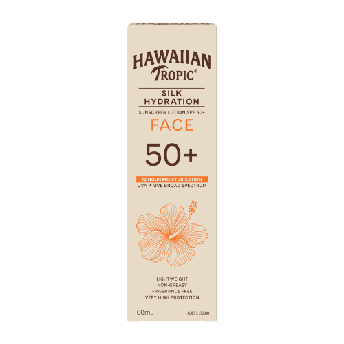 Hawaiian Tropic Silk Hydration Face Fragrance Free Sunscreen Lotion SPF50+ 100 mL