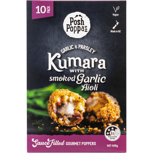 Posh Poppas Vege Bites Kumara Smoked Garlic Aioli 400 g