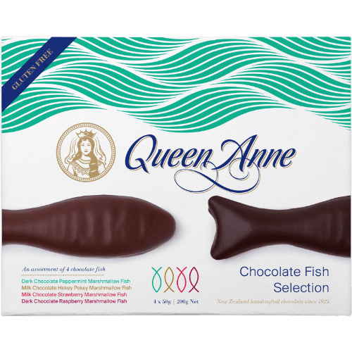 Queen Anne Peppermint Hokey Pokey Strawberry & Raspberry Chocolate Fish Selection
