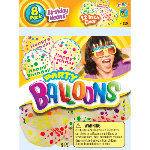 Ja-Ru Birthday Neo Party Balloons 8 pack