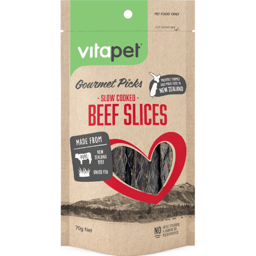 VitaPet Gourmet Picks Slow Cooked Beef Slices Dog Treats 70 g