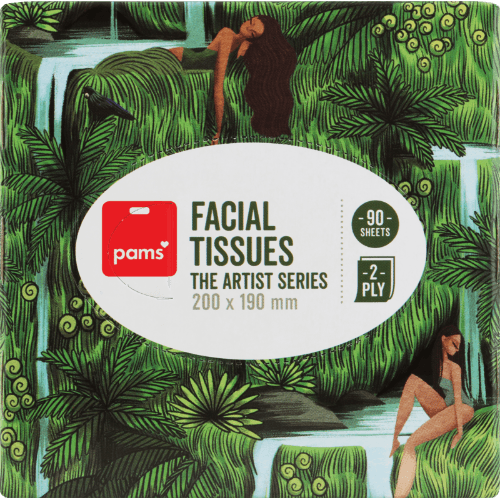 Pams The Artist Series 2Ply Facial Tissues 90 pack