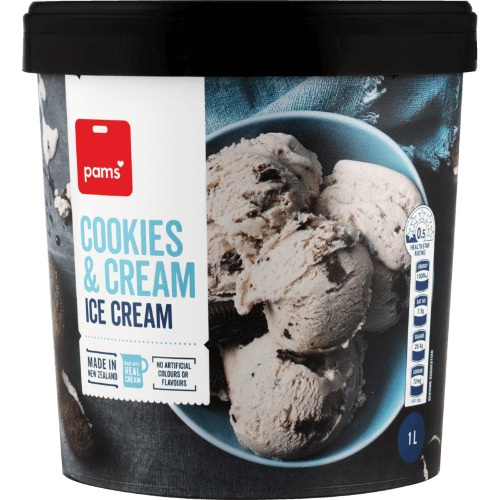Pams Cookies & Cream Ice Cream 1 L