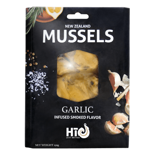 Hi Infused Garlic Infused Smoked Flavour New Zealand Mussels 150 g