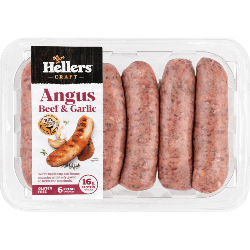 Hellers Craft Angus Beef & Garlic Sausages