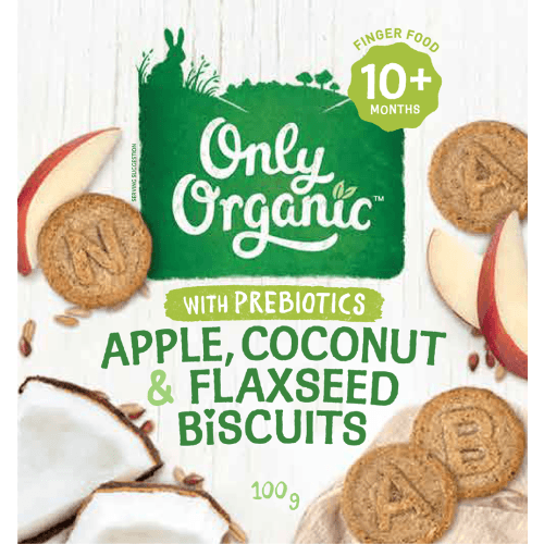 Only Organic Apple Coconut & Flaxseed Biscuits 10+ Months