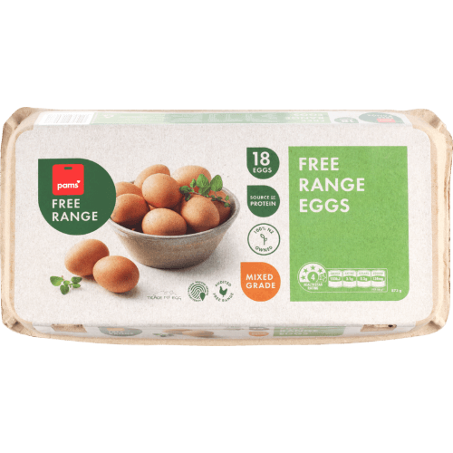 Pams Free Range Mixed Grade Eggs 18 pack