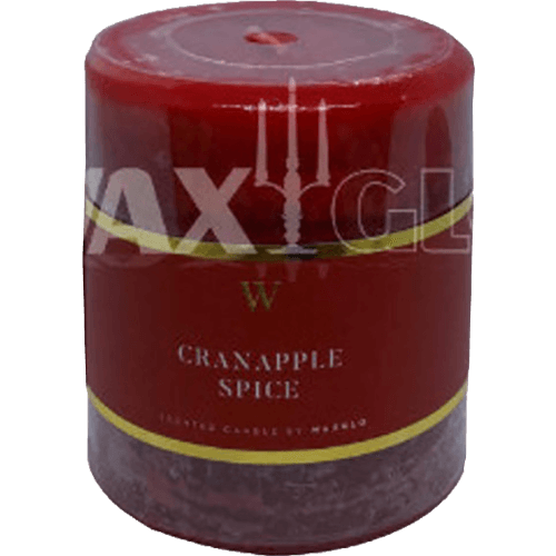 Waxglo "W" Scented Cranapple Spice 70x75mm Cylinder Candle