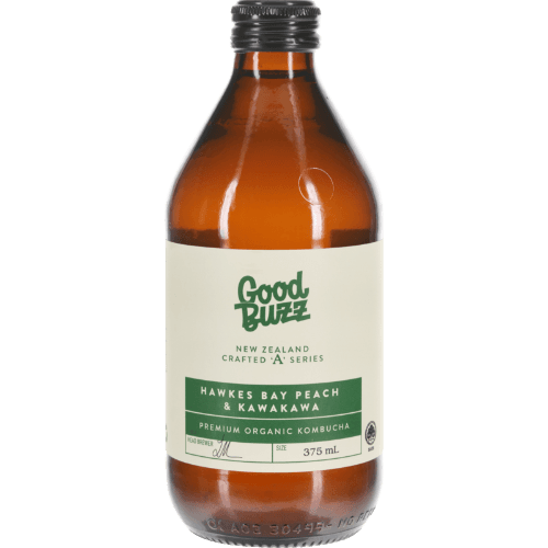 Good Buzz A Series Hawkes Bay Peach & Kawakawa Premium Organic Kombucha 375 mL