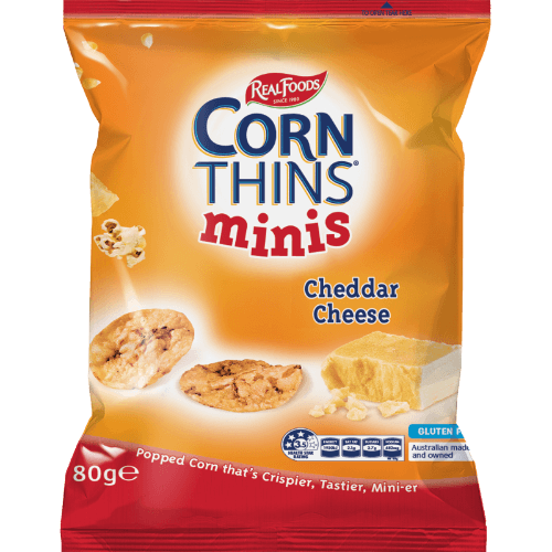 Real Foods Cheddar Cheese Corn Thins Minis