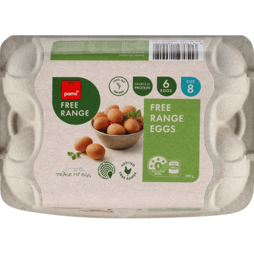 Pams Free Range Size 8 Eggs