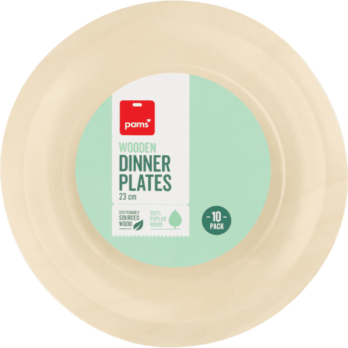 Pams Wooden Dinner Plates 23cm