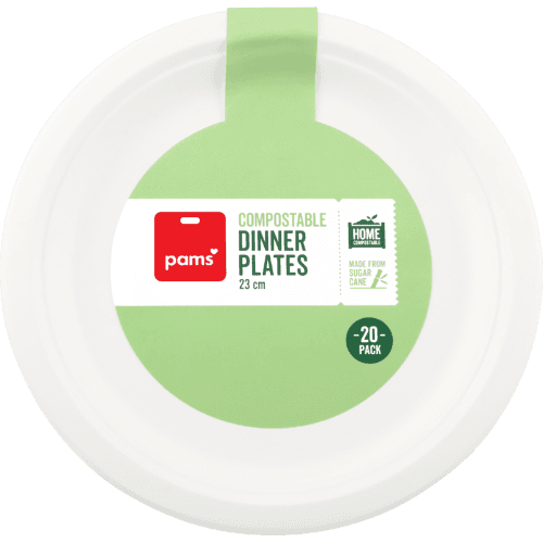 Pams Compostable 23cm Dinner Plates
