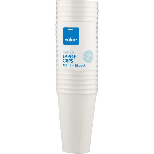 Pams Value Large Paper Cups 450ml
