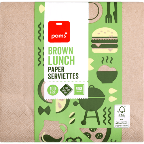 Pams Eco Lunch 2 Ply Serviettes 100 pack