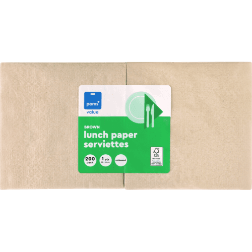 Pams Value Brown Lunch Paper Serviettes