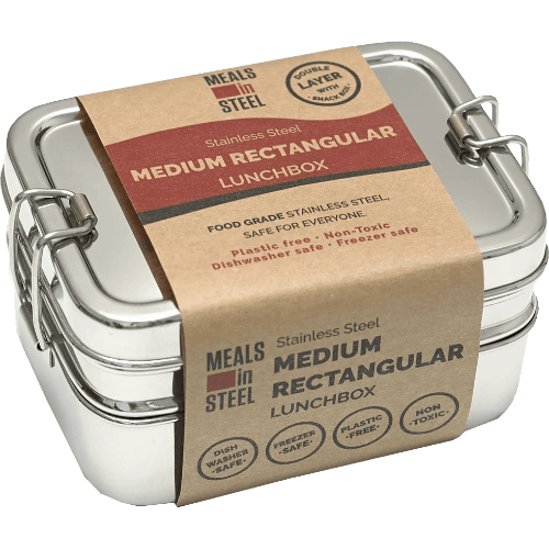 Meals In Steel Double Layer Medium Rectangular Lunchbox