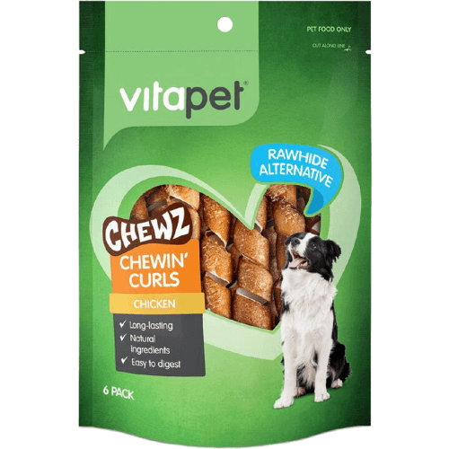 VitaPet Chewz Chicken Chewin' Curls Rawhide Alternative Dog Treats
