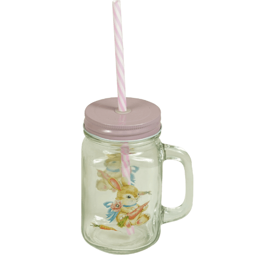 Korbond Easter Mason Jar With Straw