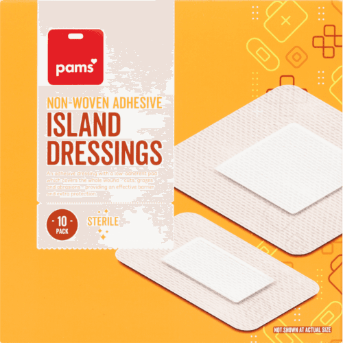 Pams Non Woven Adhesive Sterile Island Dressings 10 pack