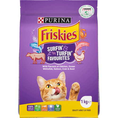 Purina Friskies Surfin' & Turfin' Favourites Adult Dry Cat Food 1 kg